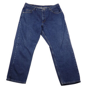 Wrangler Jeans Mens 38x29 Blue Dark Wash Relaxed Bootcut Cowboy Denim